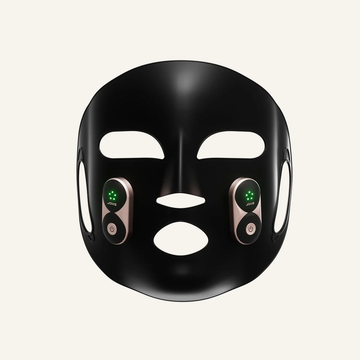 JOVS EMS Lifting Face Mask, a black silicone mask with two control pods