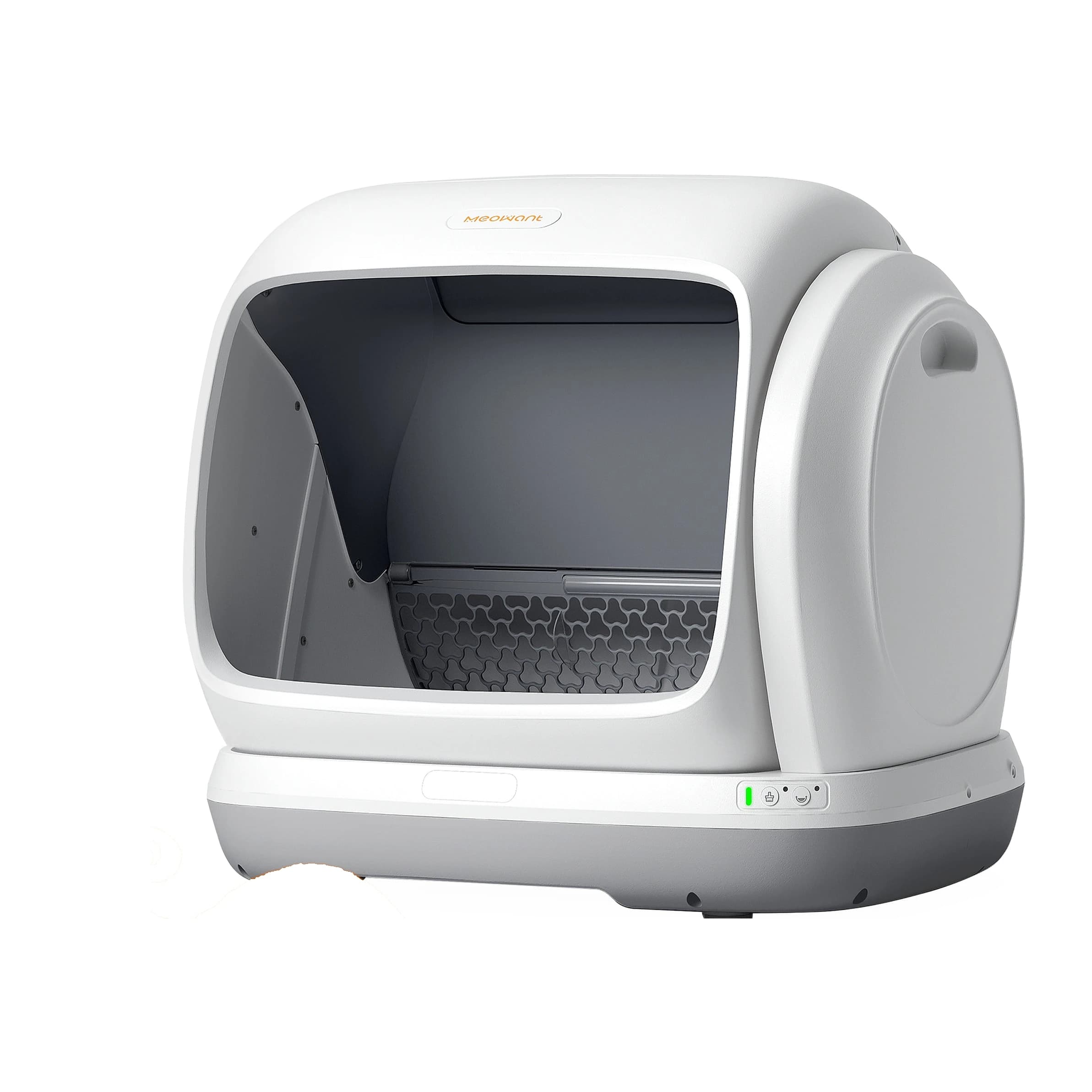 MeoWant SC09 white self-cleaning litter box with a wide open entrance