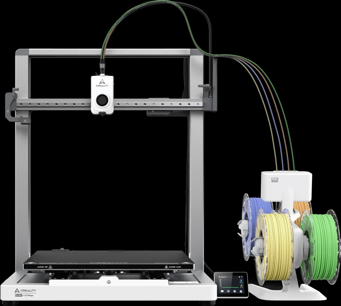 Creality Ender-3 V3 Mega large-format 3D printer with a filament spool holder