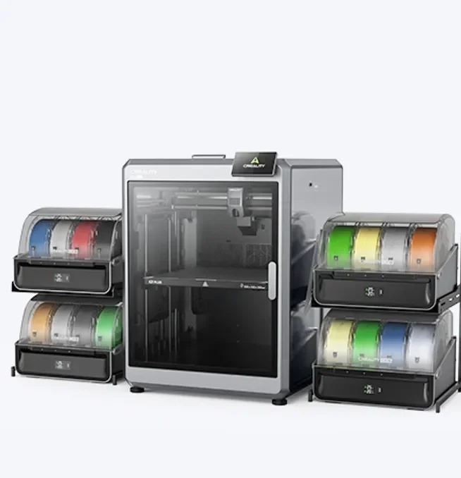 Creality K2 Plus Combo enclosed 3D printer with CFS filament units on both sides