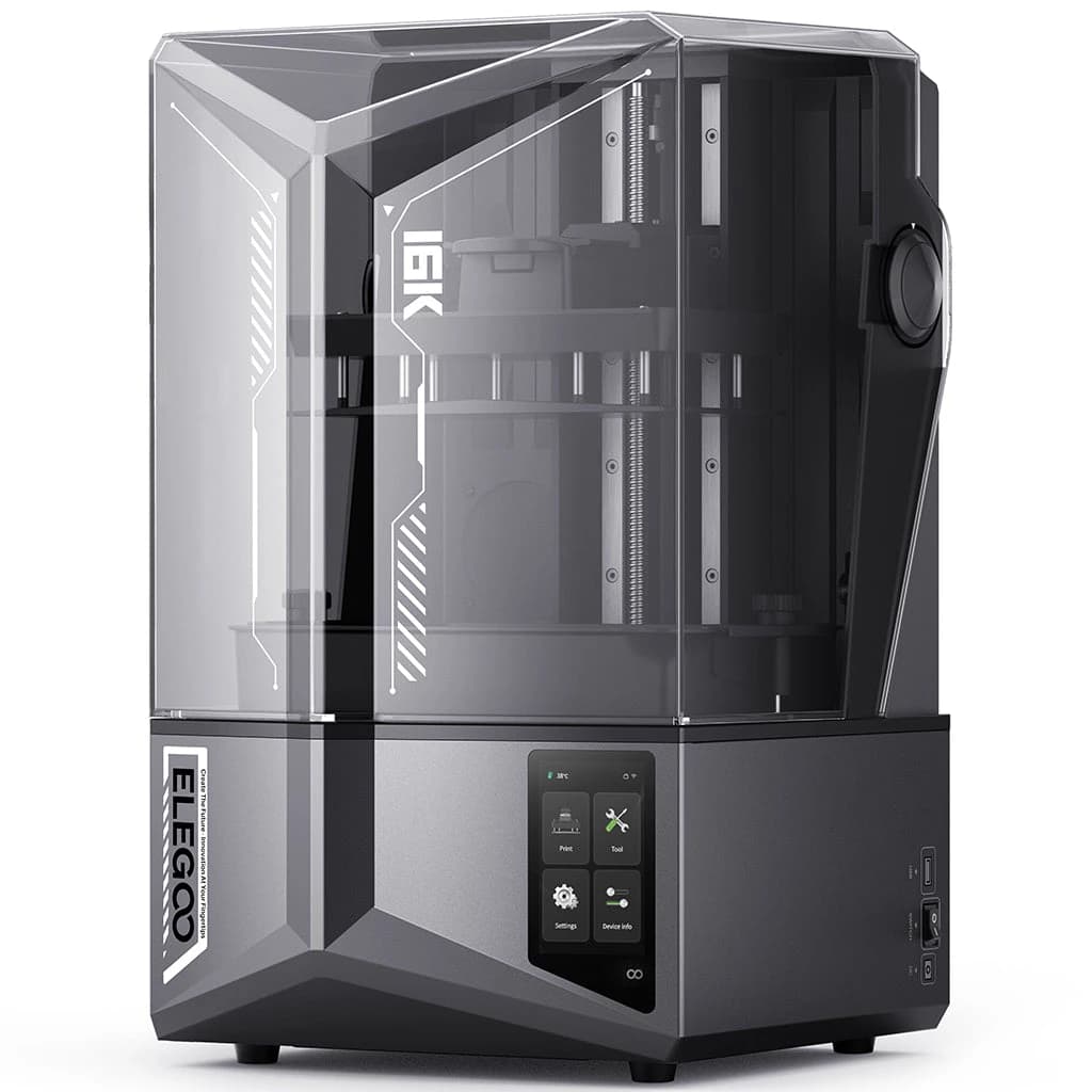 ELEGOO Saturn 4 Ultra 16K resin 3D printer with angled tinted lid and front touch screen